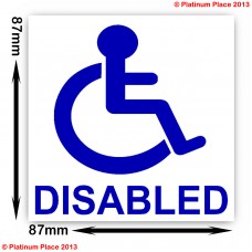 1 x Worded - Disabled Sticker -Disability Wheelchair- Mobility Self Adhesive Car,Van,Taxi,Mini Cab,Coach Self Adhesive Sign